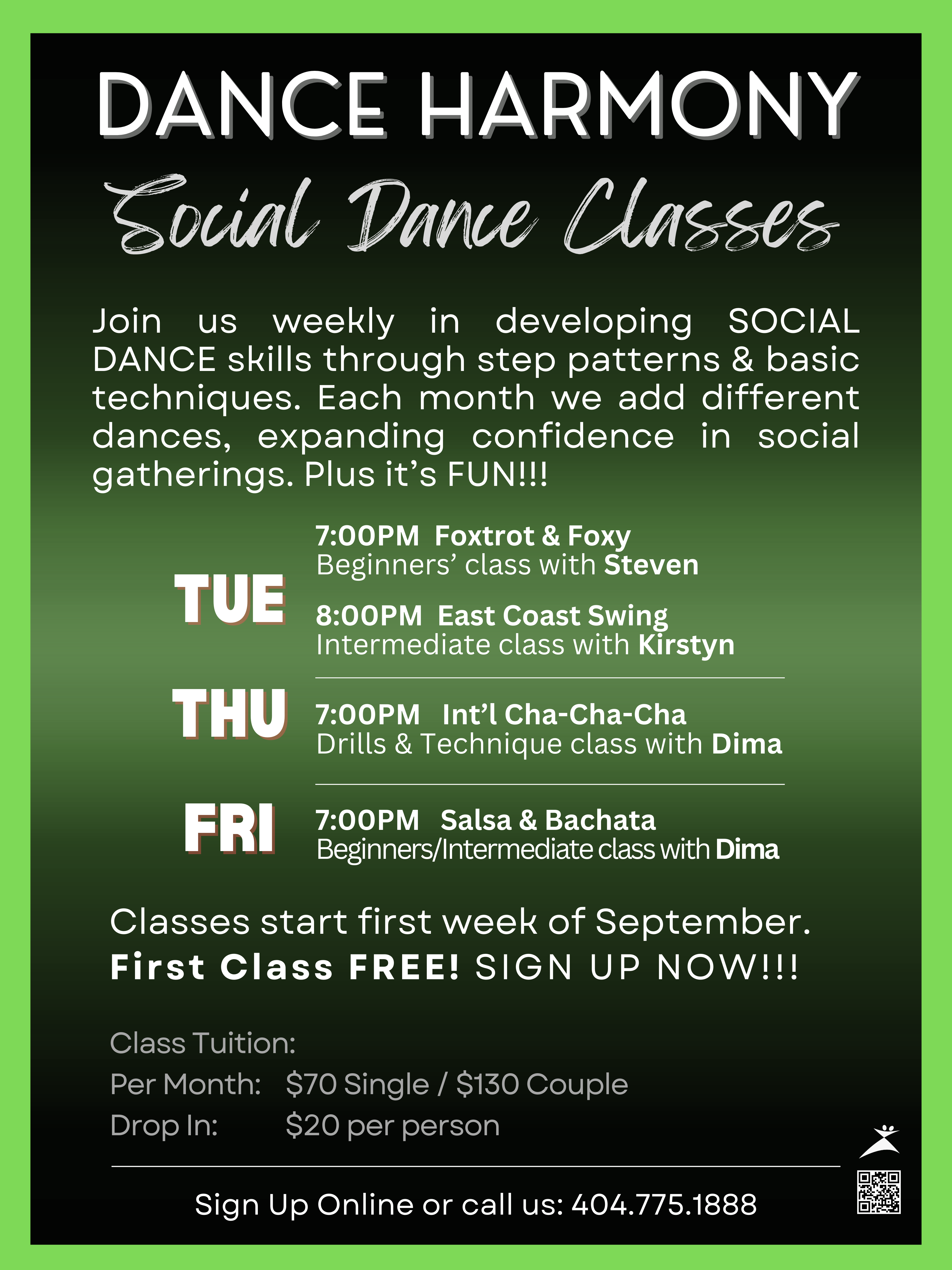 Social Dance Classes - Dance Harmony