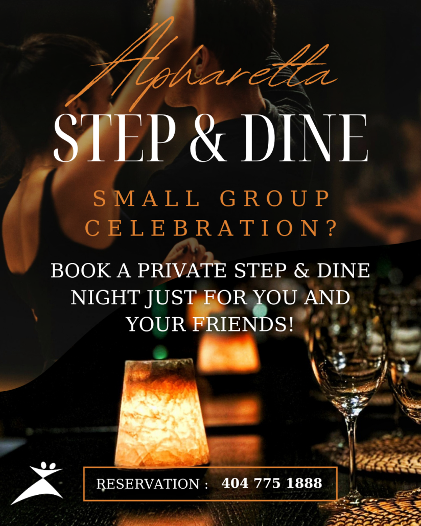 Step & Dine Alpharetta Small Group Celebration wiht Dance Harmony
